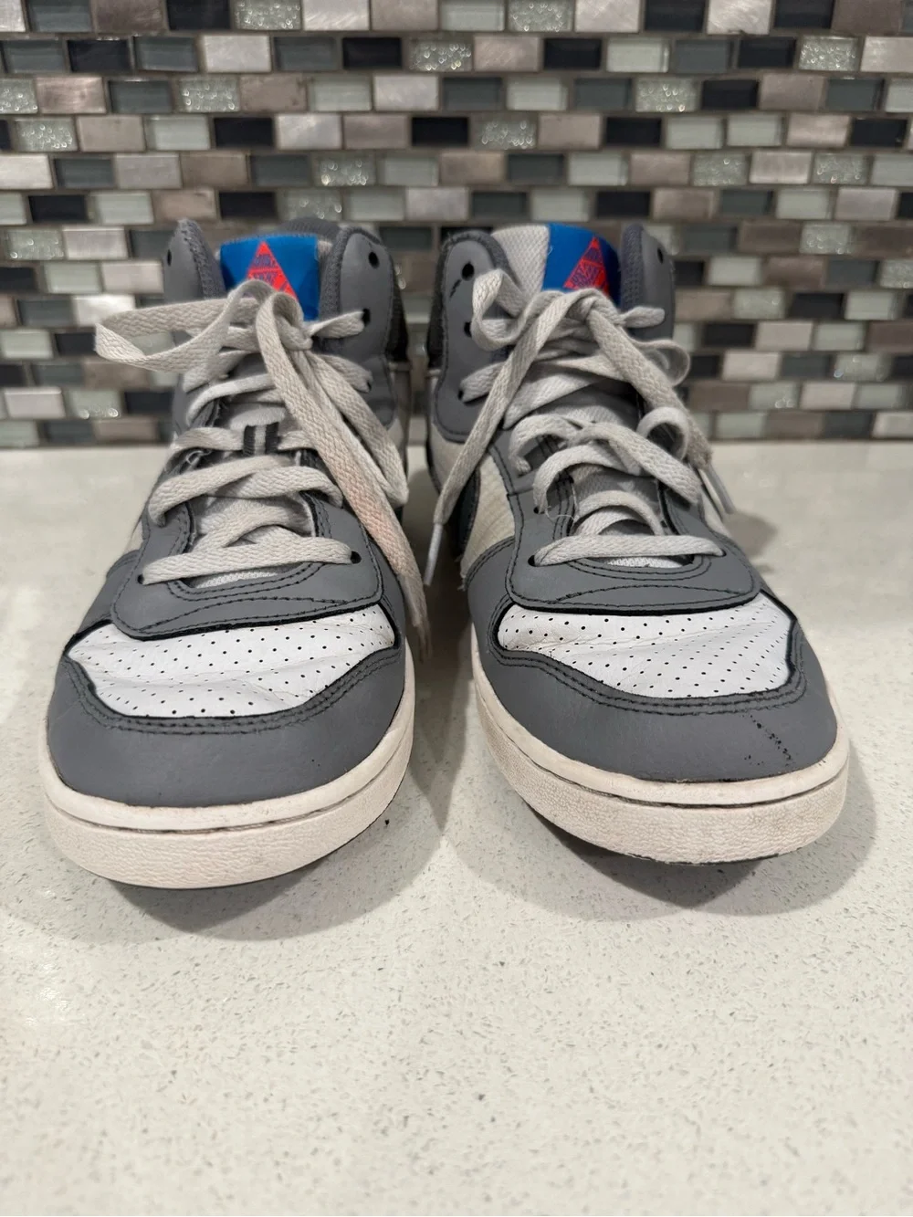 Nike Court Borough Mid Sneakers Gray/White Size 7Y Athletic Shoes